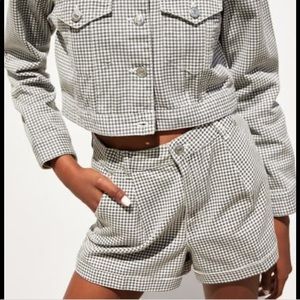 Zara - Houndstooth Denim shorts